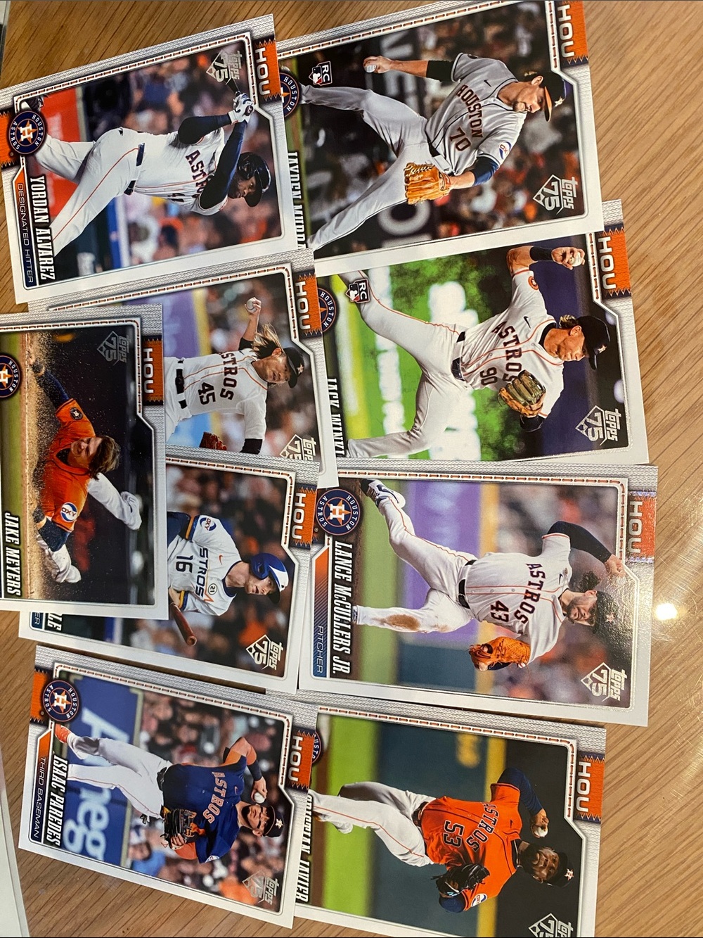 9 Topps Houston Astros Baseball Cards - White, Orange, Blue Accents